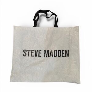 Steve Madden White Tote with Black Handles